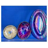 (3) Decorative Glass & Resin Art Display Platters