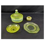 (4) Vintage Yellow Glassware Pieces