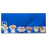 (6) Vintage Bone China Flowers