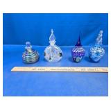 (4) Art Glass Perfume Bottles w/ Stoppers