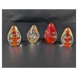 (4) Art Glass Decorative Paperweights