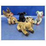 (5) TY Beanie Babies Plush Animals with Tags