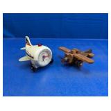 (2) Vintage Airplane Clocks/Decor
