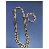 (2) Iced-Out Cuban Link Chains  Gold & Silver