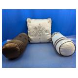 (3) Assorted Decorative Throw Pillows Set