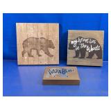 (3) Wooden Bear Themed Signs