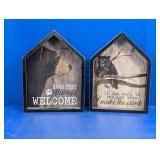 (2) Wooden Bear Themed "House" Signs Lot