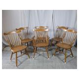 (6) Wooden Windsor-Style Dining Chairs