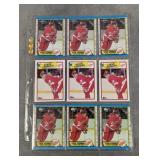 SHEET OF 9 EARLY HOF STEVE YZERMAN CARDS