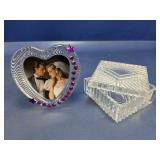 (2) Clear Heart Frame & Square Lidded Box