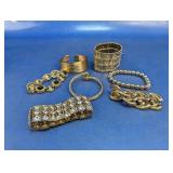 (7) Gold Tone Fashion Bracelets