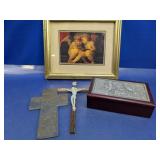 (4) Religious Décor Items  Angel & Cross Theme