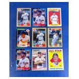 SHEET OF 9 HOF WADE BOGGS CARDS