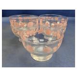 (4) Footed Glass Bowls w/ Pink Floral Band