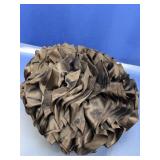 (1) Ruffled Fabric Cap - Dark Brown