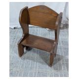 (1) Small Wooden Bench, Curved Top Panel