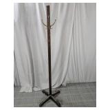 (1) Wooden Coat Rack with Metal Hooks