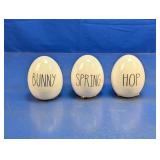 (3) White Ceramic Easter Eggs