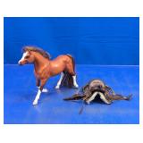 (2) Toy Horse Figure & Saddle