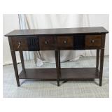 (1) Dark Wood Console Table  2 Drawers