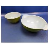 (2) Pyrex Bowls  Green & White