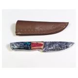 (1) Handmade Knife w/Color Handle & Sheath