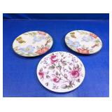 (3) Decorative Floral & Butterfly Plates