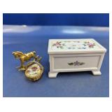 (3) Decorative Trinket Boxes & Figurine