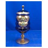 Hand-Blown Blue Glass Apothecary Jar w/ Lid