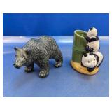 (2) Bear & Panda Figurines