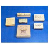 (6)Collection of Wooden Block Rubber Stamps
