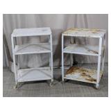 (2) White Metal Utility Carts  3-Tier