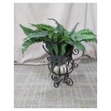 (1) Artificial Fern in Decorative Metal Stand