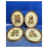 (4) Hummel Oval Framed Needlepoint Pieces