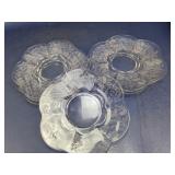 (7) Floral Etched Glass Plates