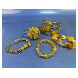 (5) Yellow Tone Fashion Bracelets