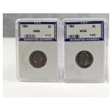 (2) 1960 & 1964 Jefferson Nickels 5C Coins