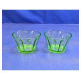 (2) Vintage Uranium/Vaseline Glass Cups