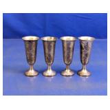 (4) Vintage Silver-Plated Cordial Glasses