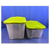 (2) Clear Plastic Storage Bins w/ Lids