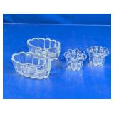 (4) Pressed Glass Bowls & Candleholders