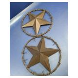 (2) Metal Texas Stars w/ Barbed Wire Rings