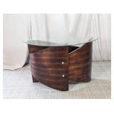Curved Wood & Glass Console Table