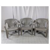 (3) Plastic Outdoor Armchairs