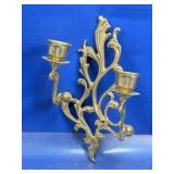 (1) Vintage Ornate Brass Wall Candle Holder