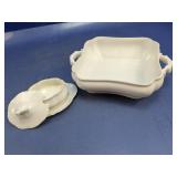 White Porcelain Lidded Tureen & Small Bowl