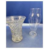 (2) Clear Glass Vases ï¿½ Mixed Styles
