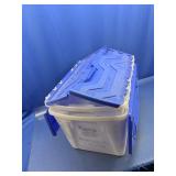 (2) Plastic Storage Tote with Blue Attached Lid