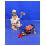 (2) Decorative Figurines and Lantern Keychain