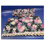 (2) Floral Fabric Valances w/ Trim